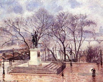 la terrasse surélevée du pont neuf place henri iv après midi pluie 1902 Camille Pissarro paysage Peinture à l'huile